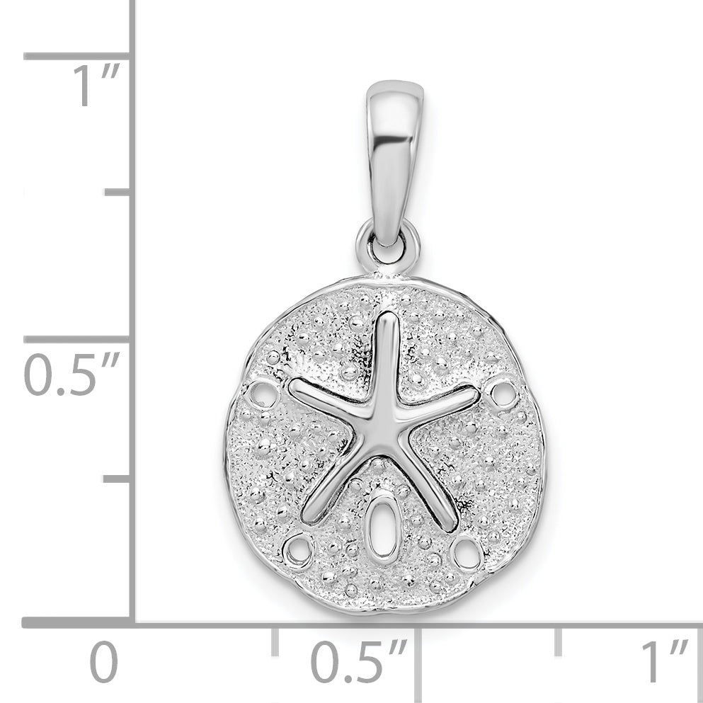 De-Ani Sterling Silver Rhodium-Plated Polished and Textured Small Sand Dollar Pendant