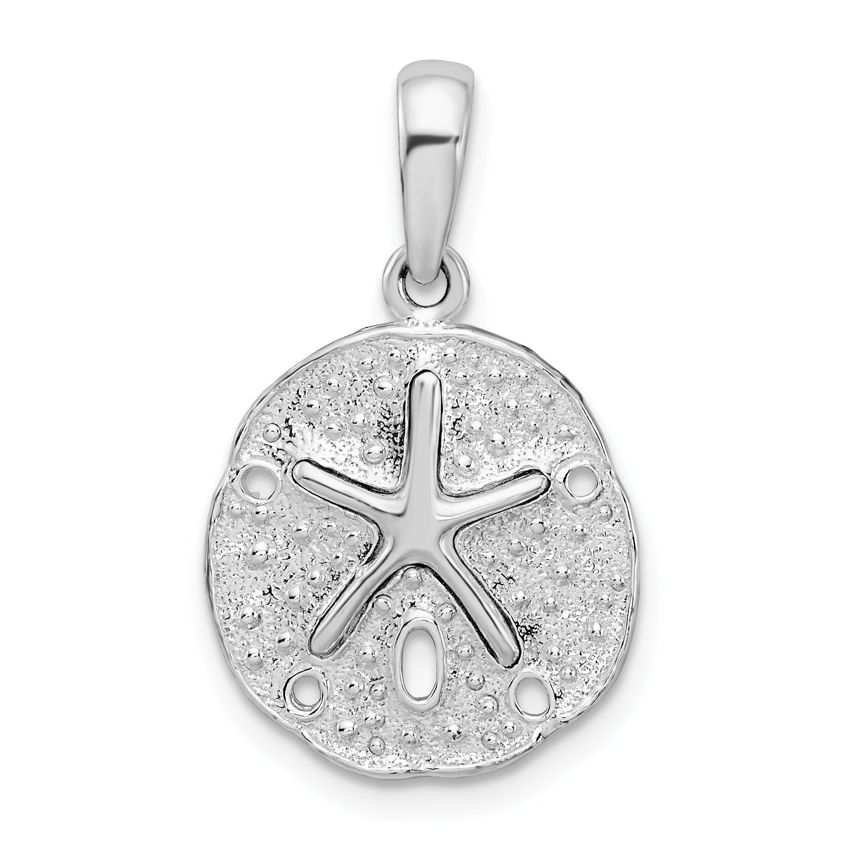 De-Ani Sterling Silver Rhodium-Plated Polished and Textured Small Sand Dollar Pendant