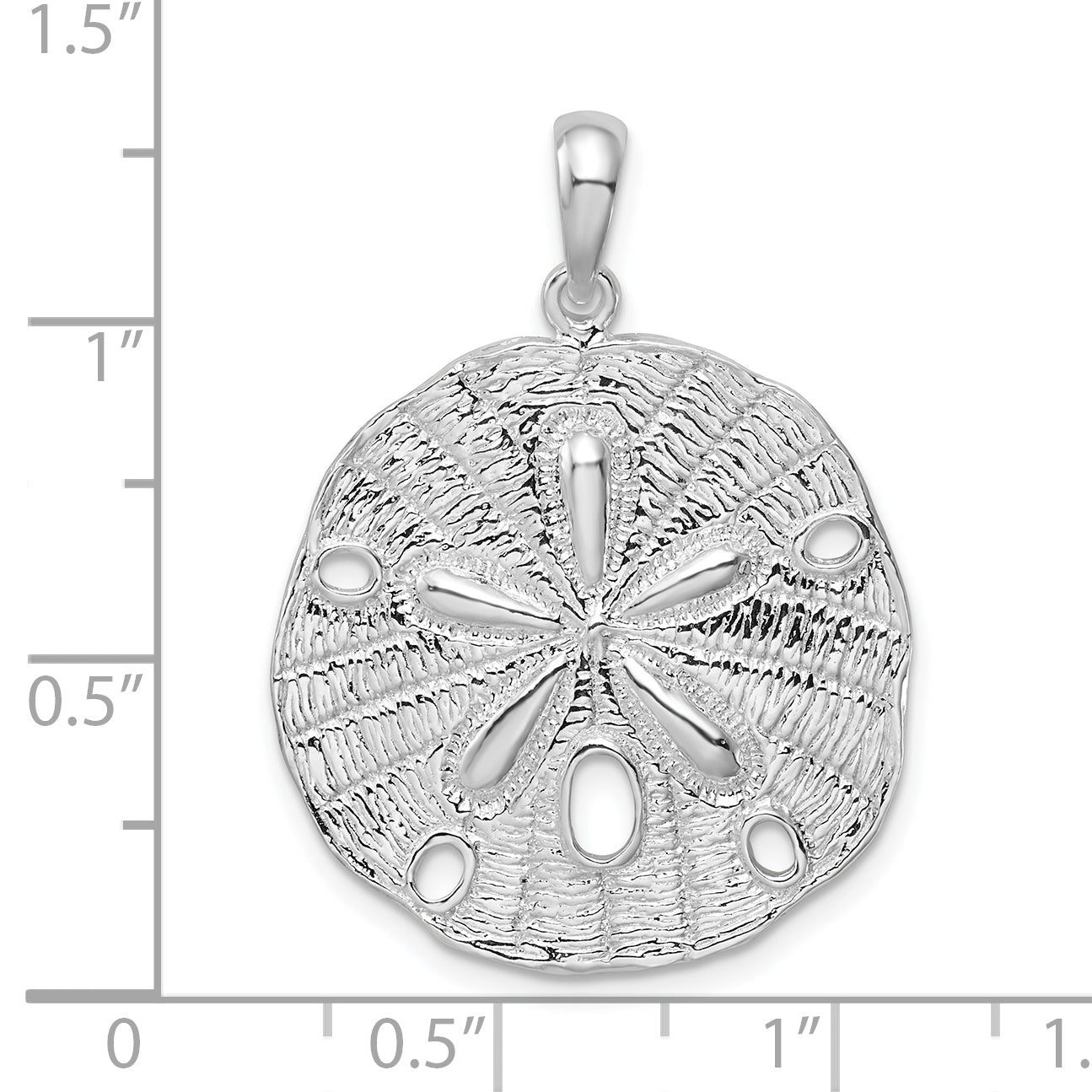 De-Ani Sterling Silver Rhodium-Plated Polished and Textured Sand Dollar Pendant