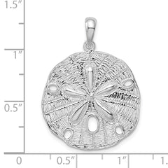 De-Ani Sterling Silver Rhodium-Plated Polished and Textured Sand Dollar Pendant