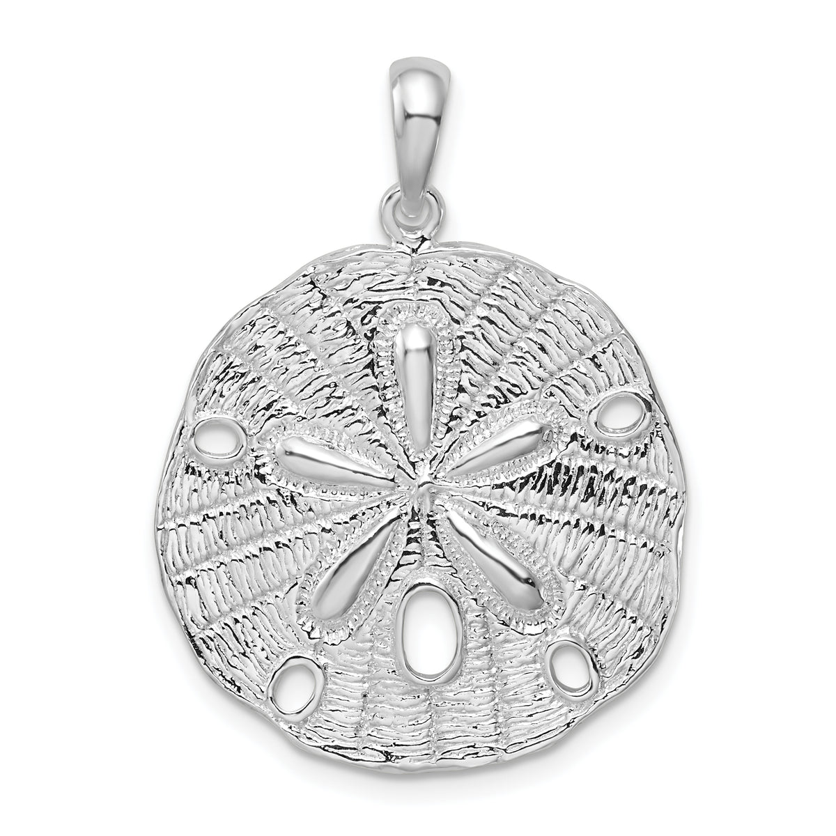 De-Ani Sterling Silver Rhodium-Plated Polished and Textured Sand Dollar Pendant