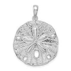 De-Ani Sterling Silver Rhodium-Plated Polished and Textured Sand Dollar Pendant