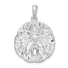 De-Ani Sterling Silver Rhodium-Plated Polished and Textured Sand Dollar Pendant