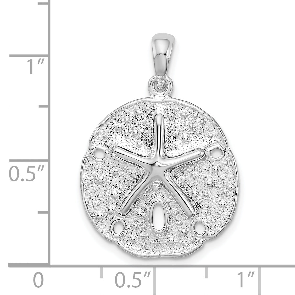 De-Ani Sterling Silver Rhodium-Plated Polished and Textured Sand Dollar Pendant