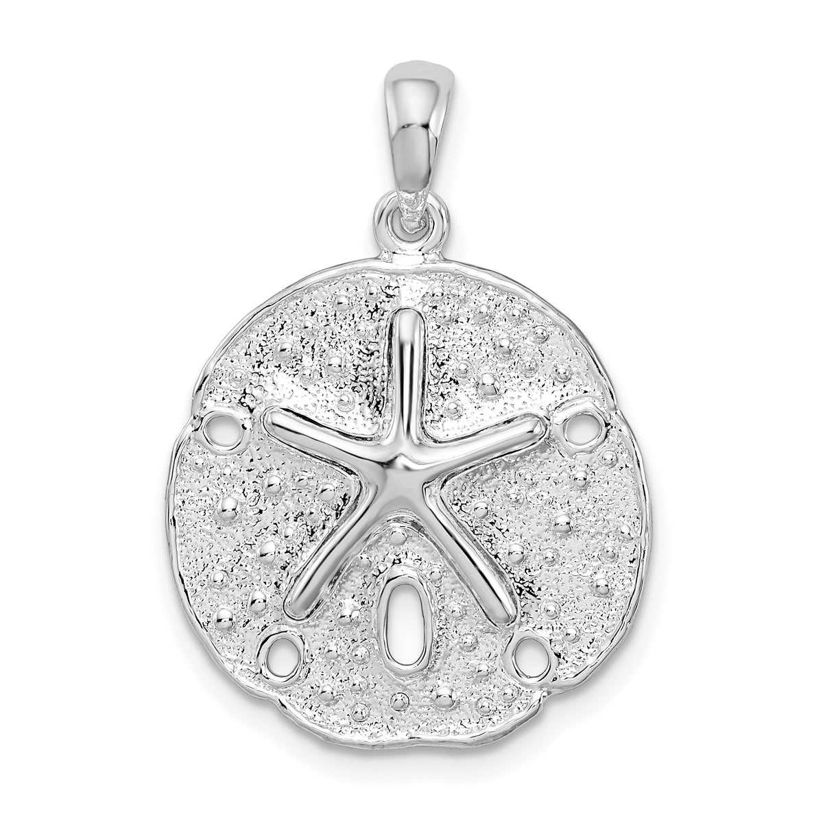 De-Ani Sterling Silver Rhodium-Plated Polished and Textured Sand Dollar Pendant