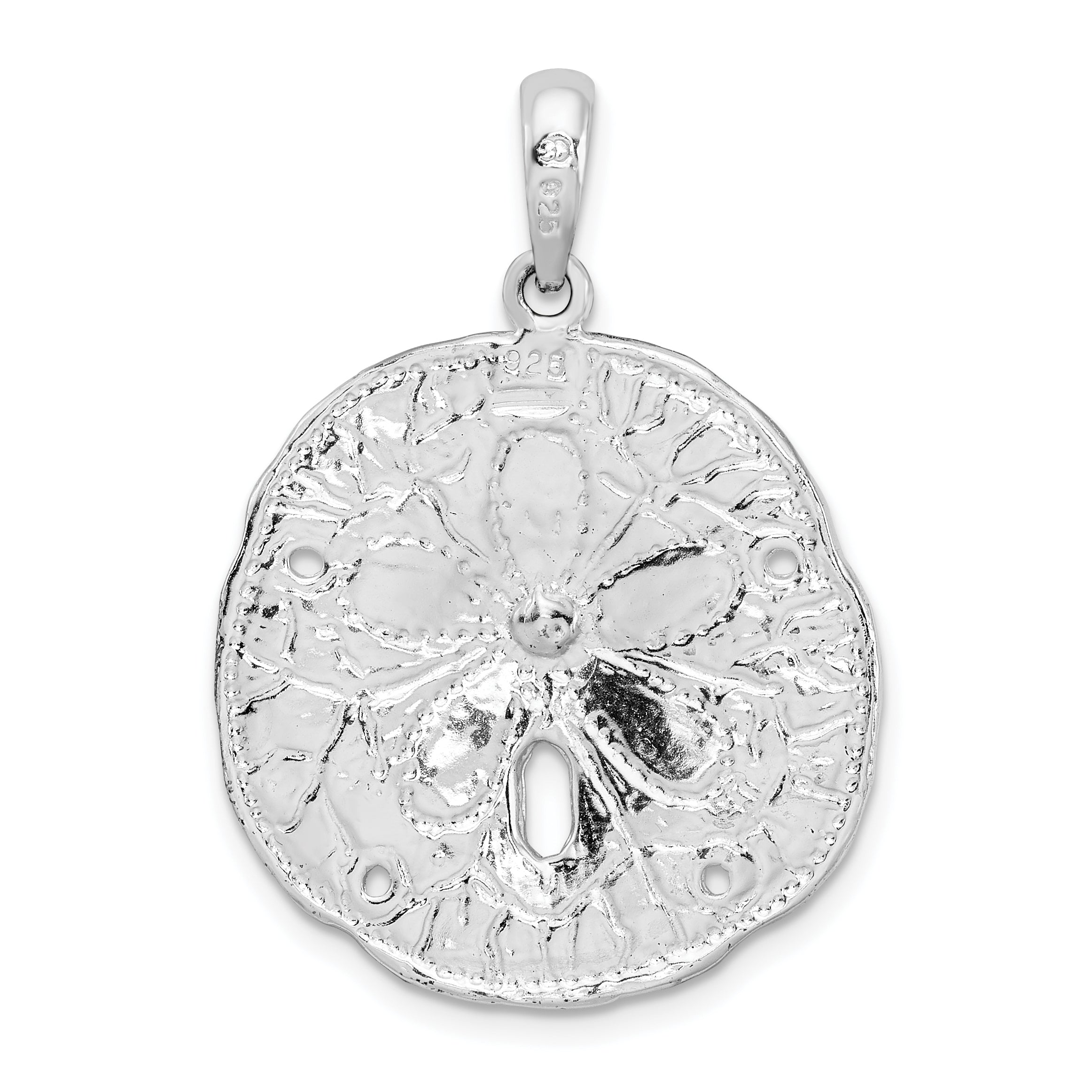 De-Ani Sterling Silver Rhodium-Plated Polished and Textured Sand Dollar Pendant