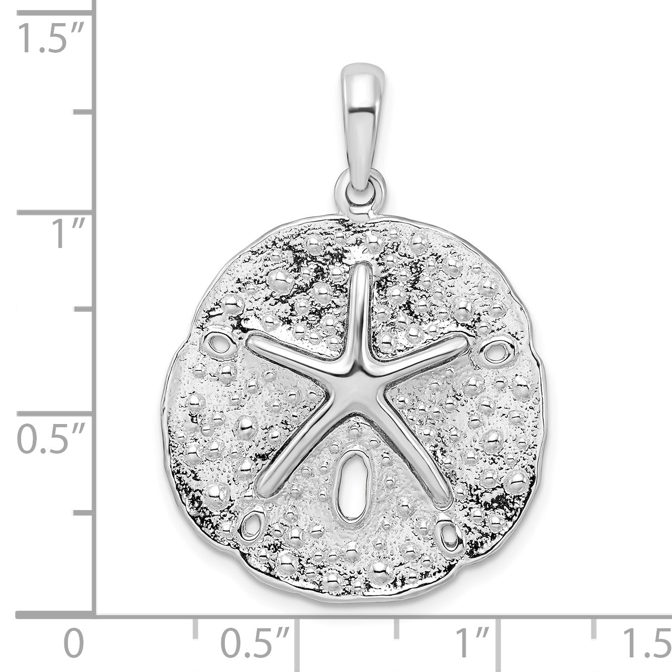 De-Ani Sterling Silver Rhodium-Plated Polished and Textured Sand Dollar Pendant