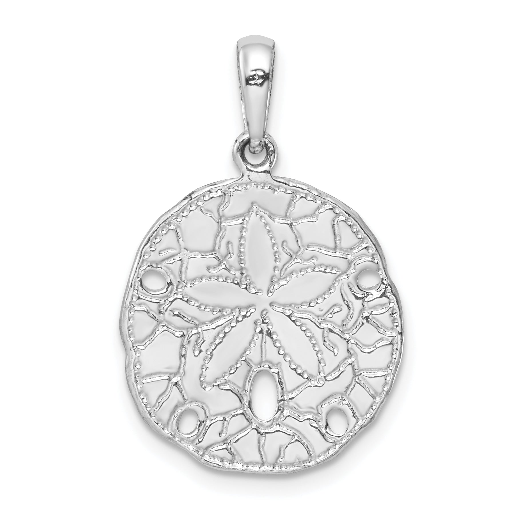 De-Ani Sterling Silver Rhodium-Plated Polished and Textured Sand Dollar Pendant