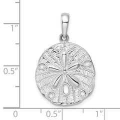 De-Ani Sterling Silver Rhodium-Plated Polished and Textured Sand Dollar Pendant