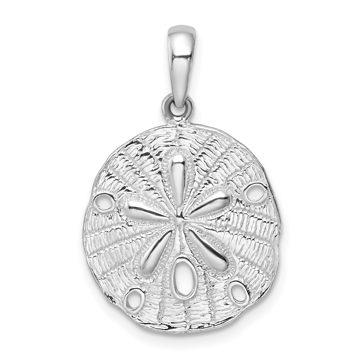 De-Ani Sterling Silver Rhodium-Plated Polished and Textured Sand Dollar Pendant