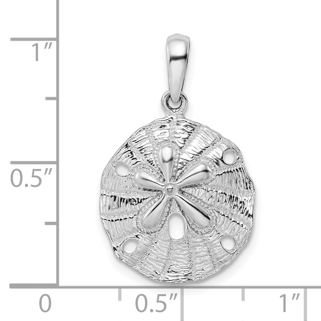 De-Ani Sterling Silver Rhodium-Plated Polished and Textured Sand Dollar Pendant