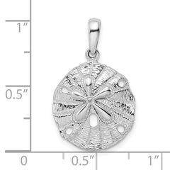 De-Ani Sterling Silver Rhodium-Plated Polished and Textured Sand Dollar Pendant