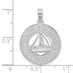 De-Ani Sterling Silver Rhodium-Plated Newport Rhode Island with Sailboat Circle Pendant