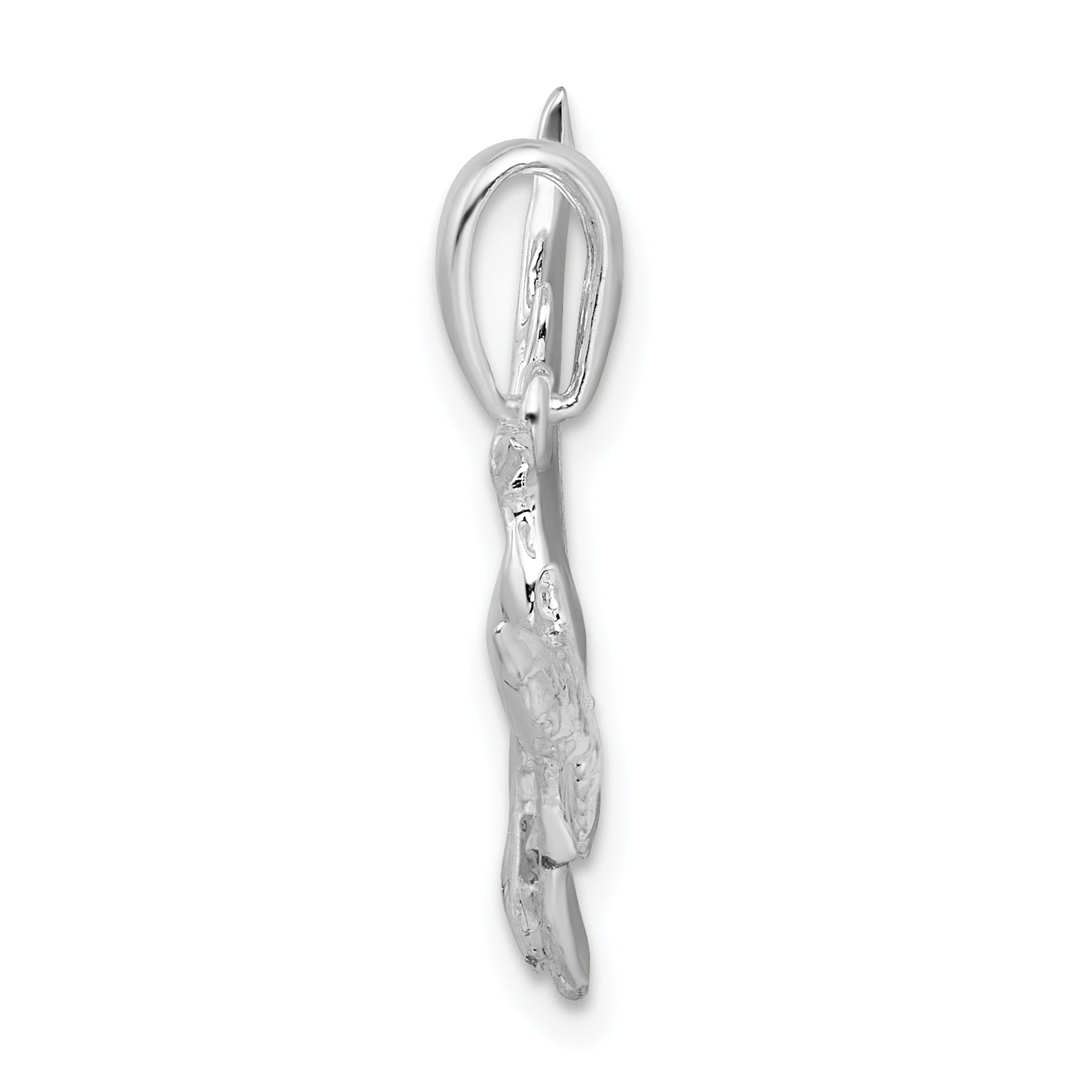 De-Ani Sterling Silver Rhodium-Plated Polished Egret Bird Pendant