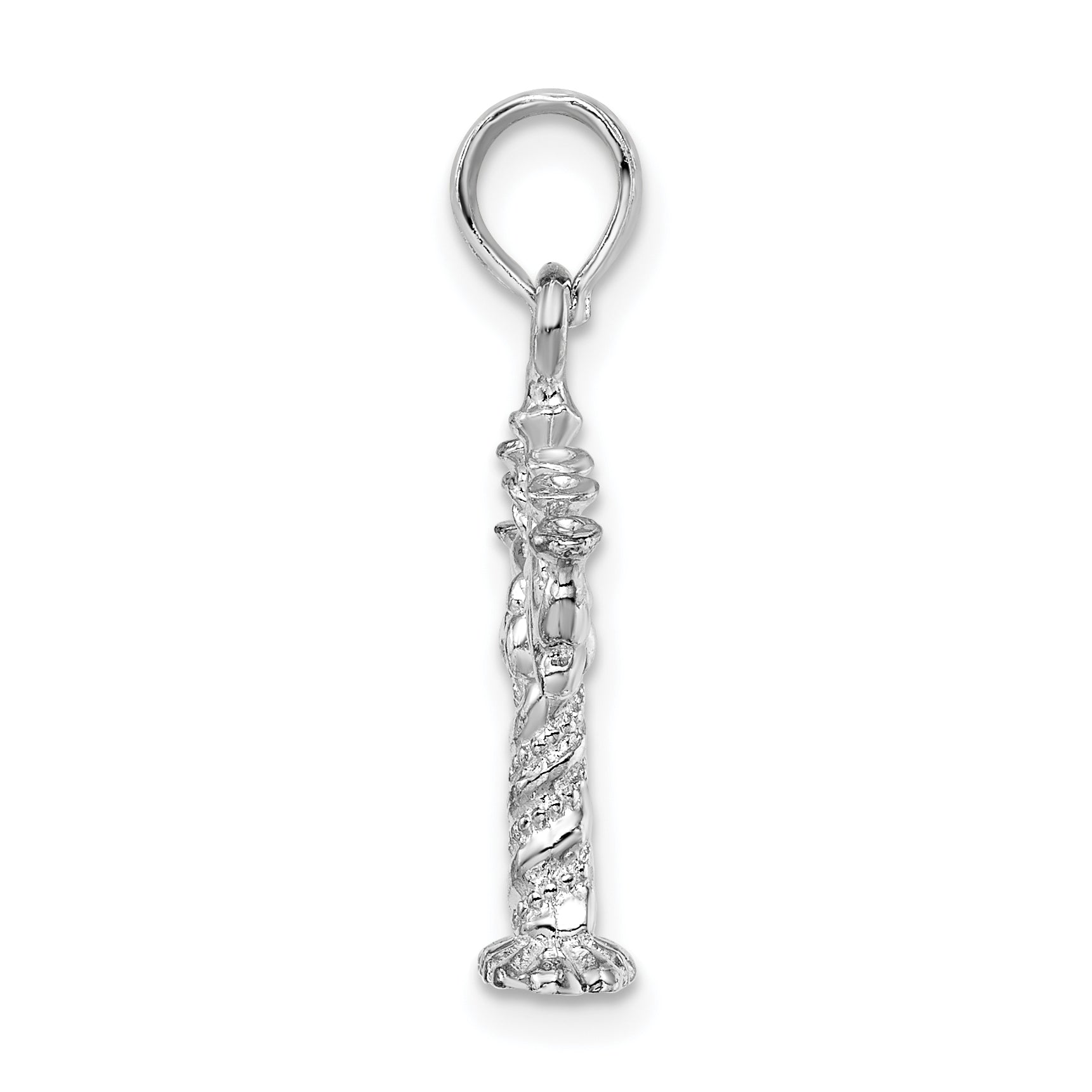 De-Ani Sterling Silver Polished and Textured 3D Menorah Pendant