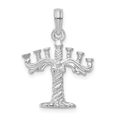 De-Ani Sterling Silver Polished and Textured 3D Menorah Pendant