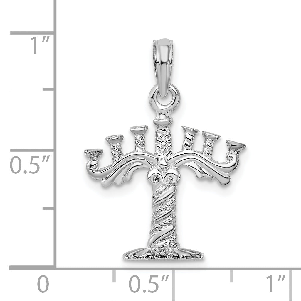 De-Ani Sterling Silver Polished and Textured 3D Menorah Pendant