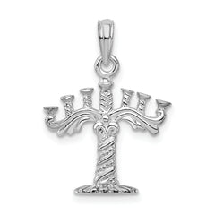 De-Ani Sterling Silver Polished and Textured 3D Menorah Pendant