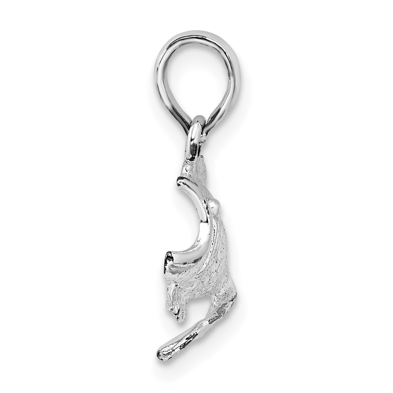 De-Ani Sterling Silver Rhodium-Plated Polished Jumping Bass Fish Pendant