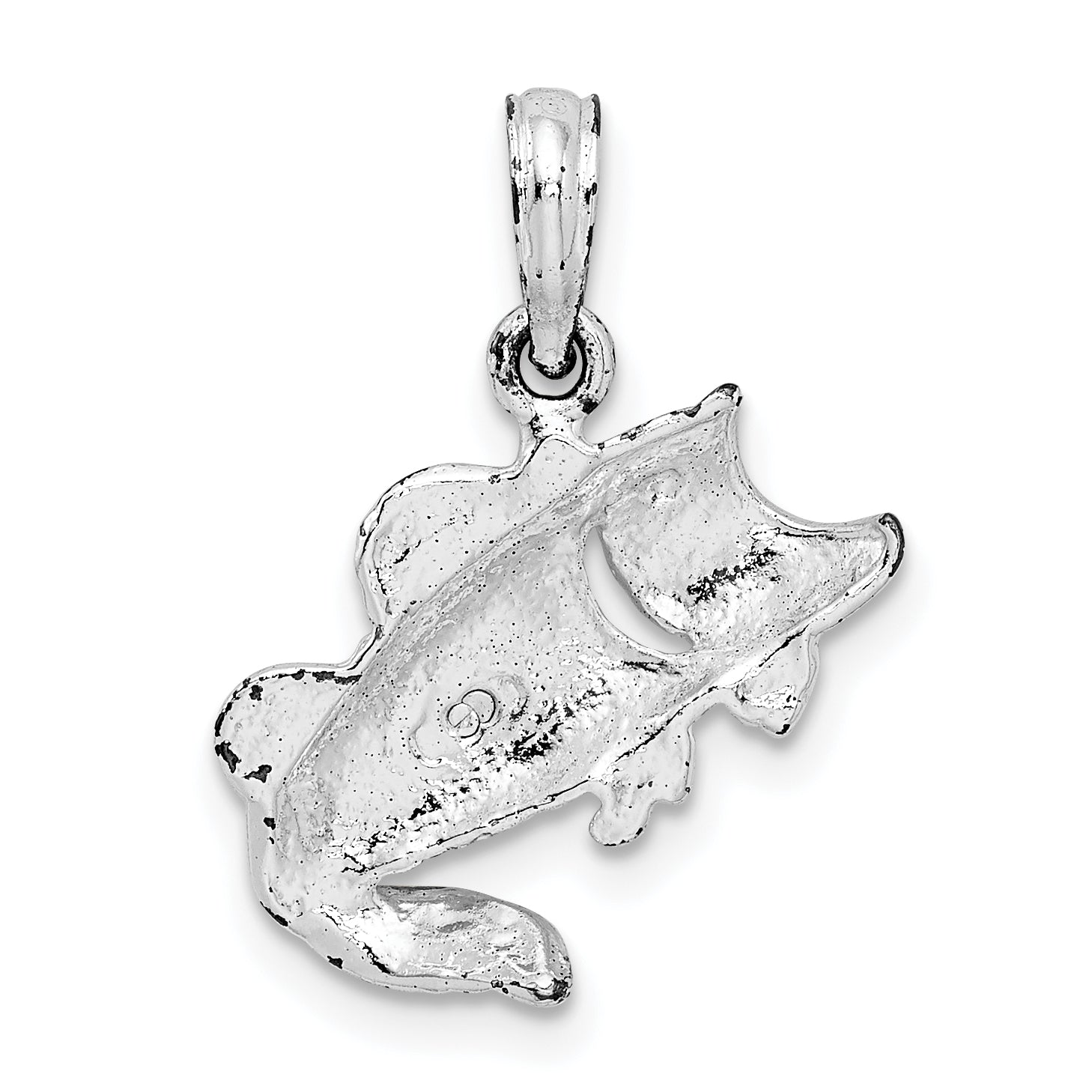 De-Ani Sterling Silver Rhodium-Plated Polished Jumping Bass Fish Pendant