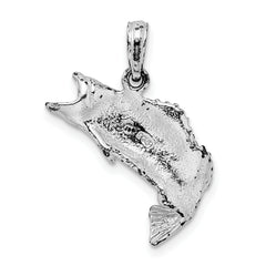 De-Ani Sterling Silver Rhodium-Plated Polished Bass Fish Curved Tail Pendant