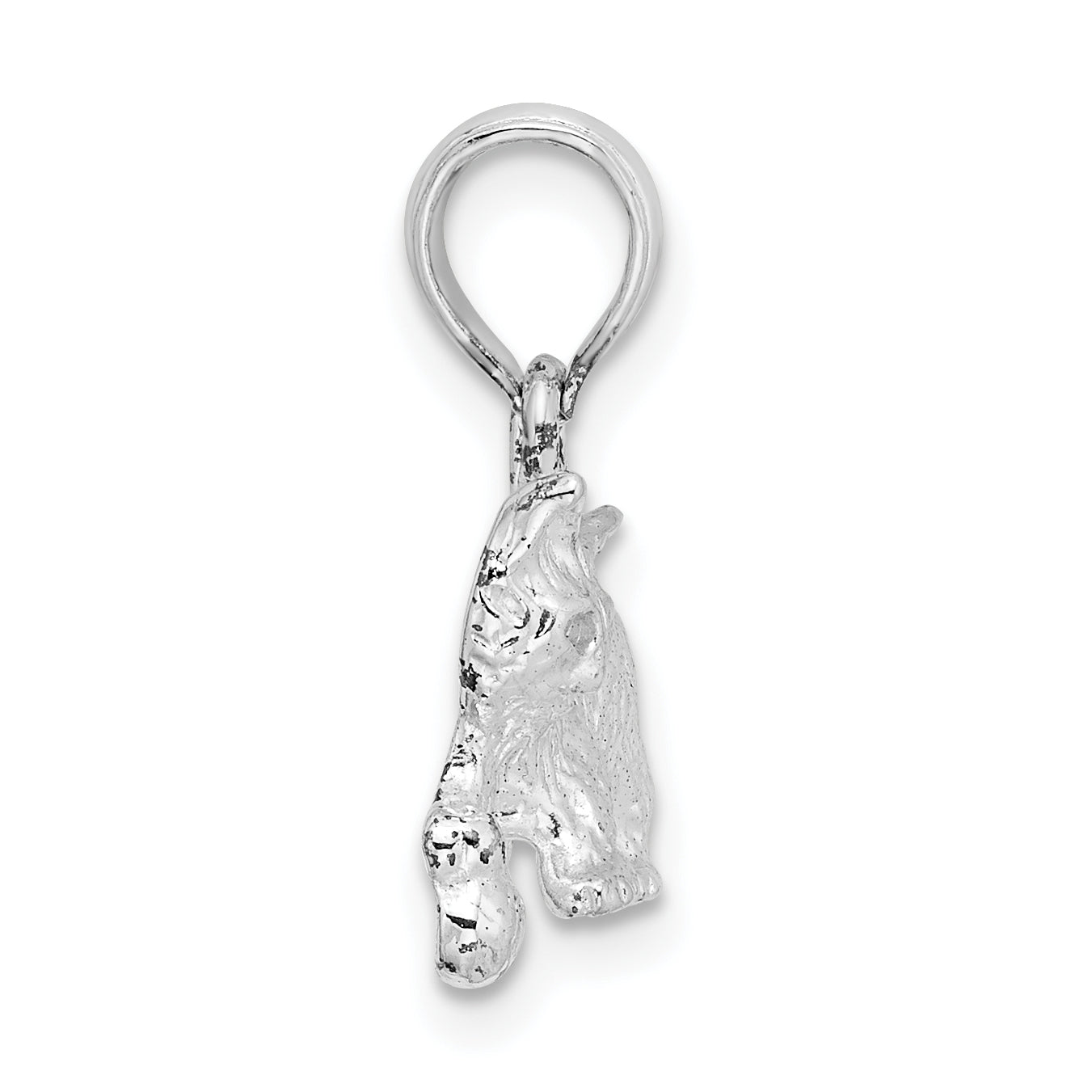 De-Ani Sterling Silver Rhodium-Plated Polished Cat with Ball Pendant