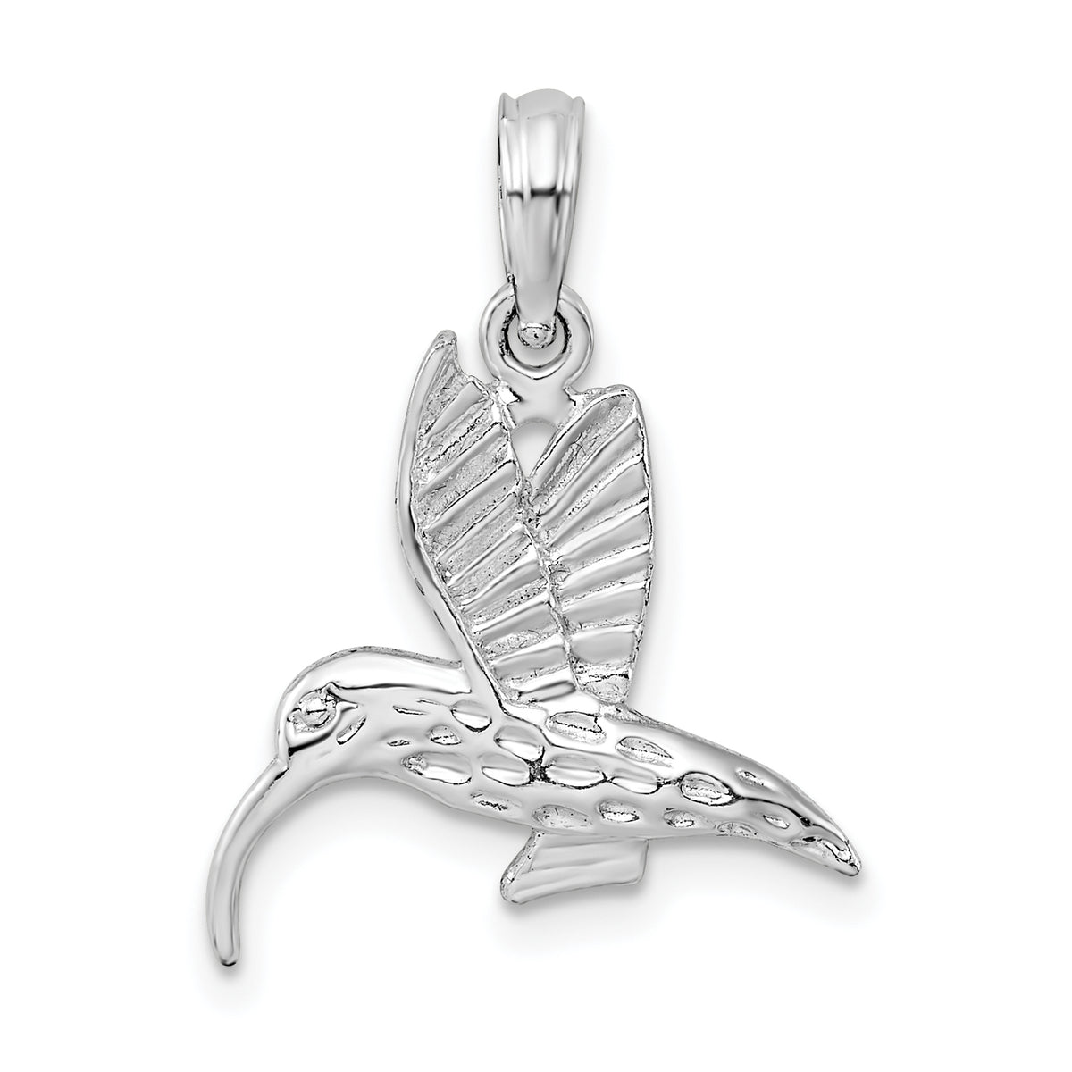 De-Ani Sterling Silver Rhodium-Plated Polished Hummingbird Pendant