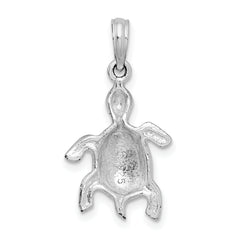 De-Ani Sterling Silver Rhodium-Plated Polished and Textured Turtle Pendant