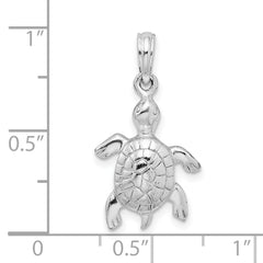 De-Ani Sterling Silver Rhodium-Plated Polished and Textured Turtle Pendant