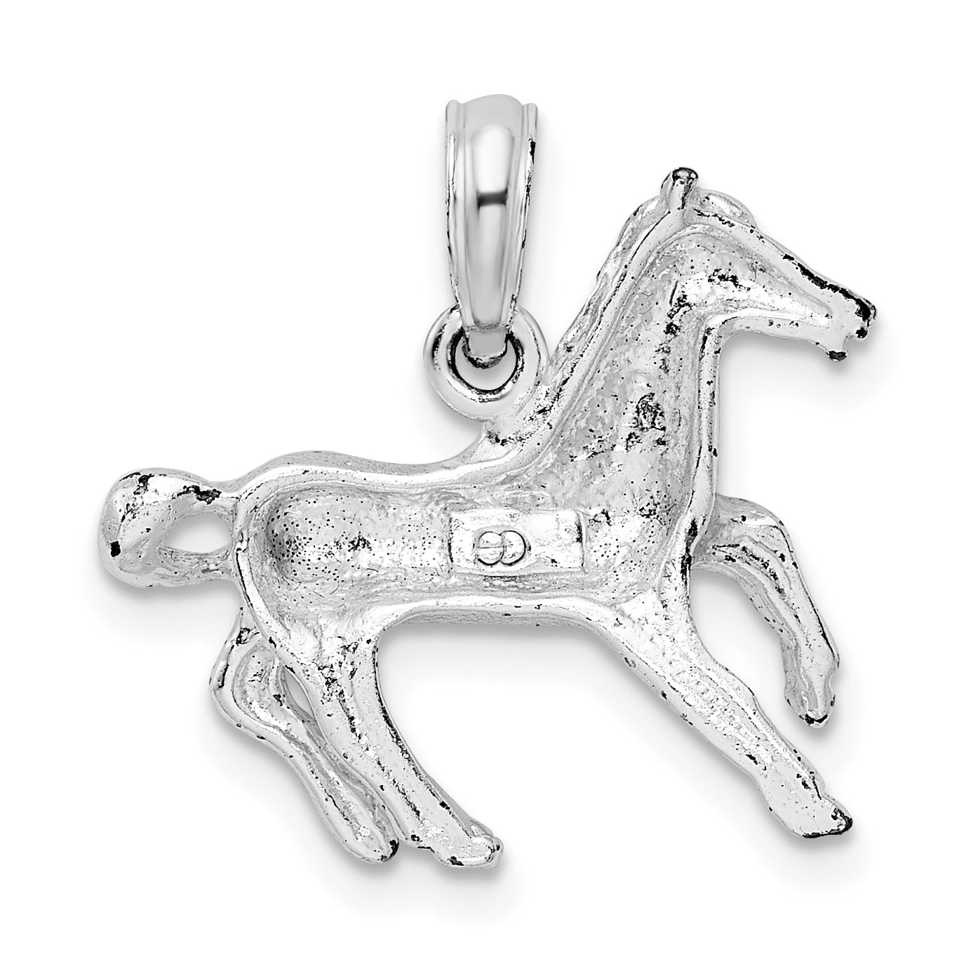 De-Ani Sterling Silver Rhodium-Plated Polished Galloping Horse Pendant