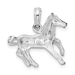 De-Ani Sterling Silver Rhodium-Plated Polished Galloping Horse Pendant