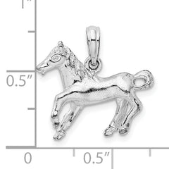 De-Ani Sterling Silver Rhodium-Plated Polished Galloping Horse Pendant