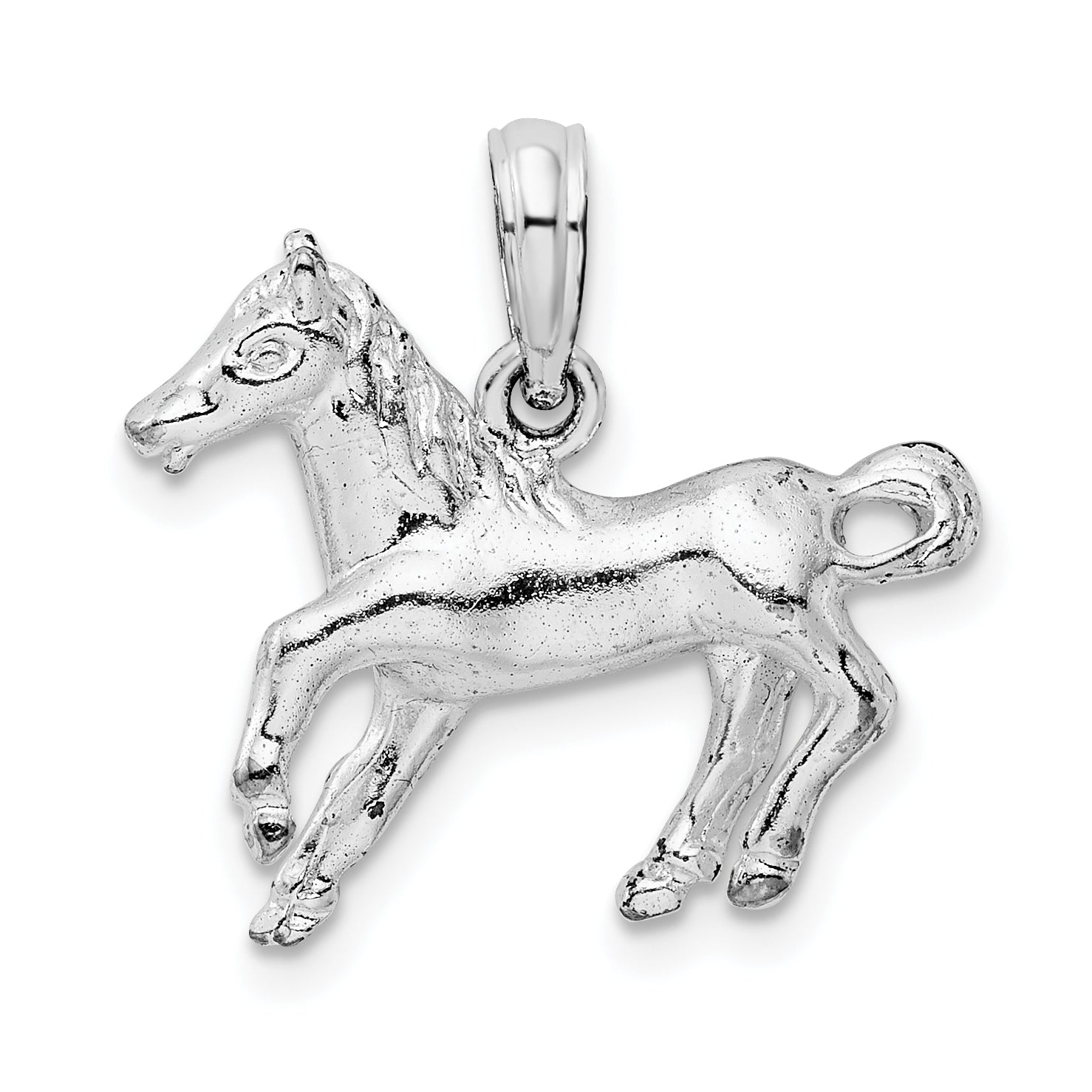 De-Ani Sterling Silver Rhodium-Plated Polished Galloping Horse Pendant