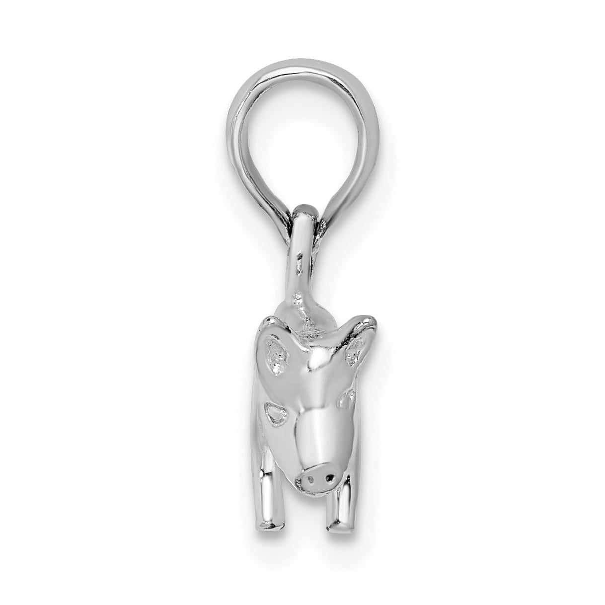 De-Ani Sterling Silver Rhodium-Plated Polished 3D Pig Pendant