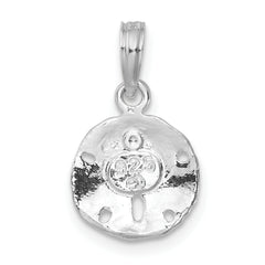 De-Ani Sterling Silver Rhodium-Plated Polished and Textured Small Sand Dollar Pendant