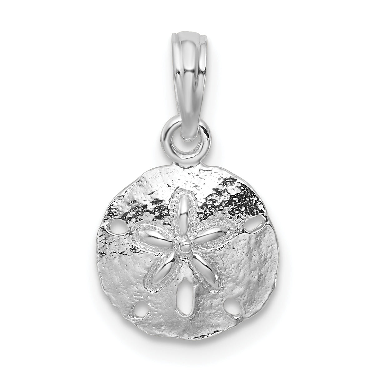 De-Ani Sterling Silver Rhodium-Plated Polished and Textured Small Sand Dollar Pendant