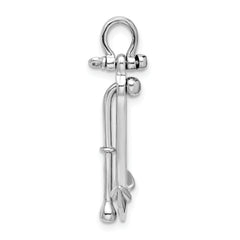 De-Ani Sterling Silver Rhodium-Plated Polished 3D 2-Piece Moveable Kedge Anchor