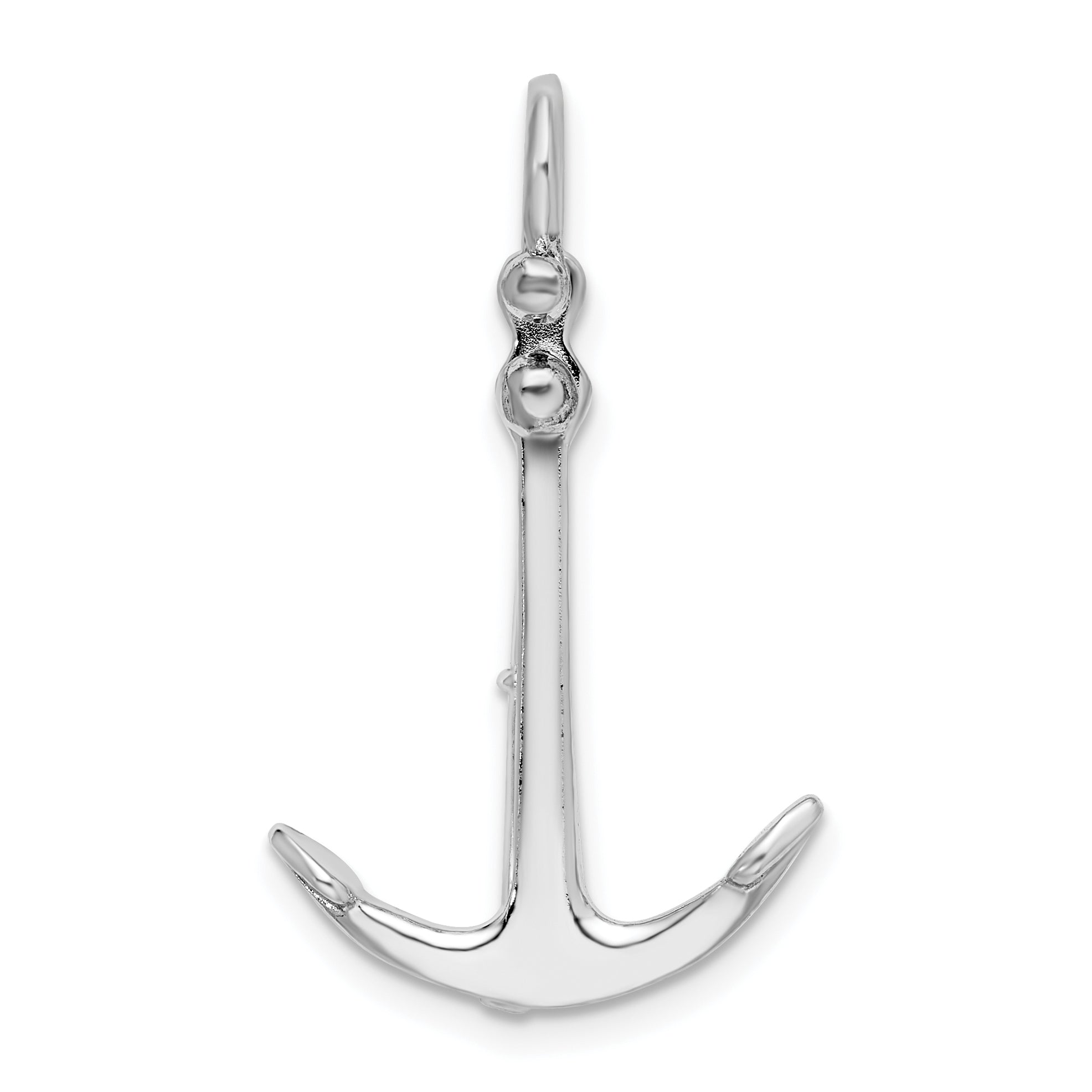 De-Ani Sterling Silver Rhodium-Plated Polished 3D 2-Piece Moveable Kedge Anchor