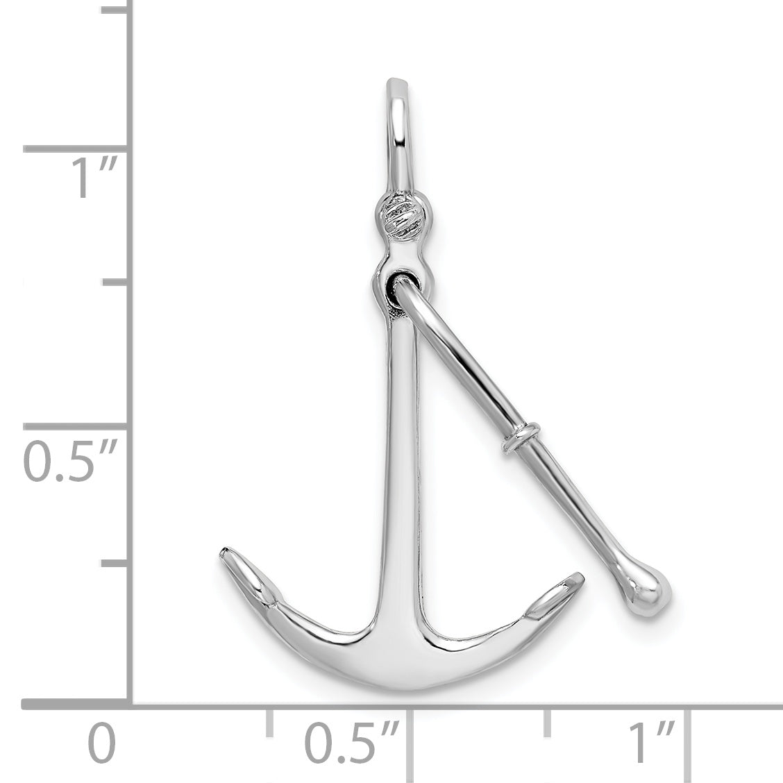 De-Ani Sterling Silver Rhodium-Plated Polished 3D 2-Piece Moveable Kedge Anchor