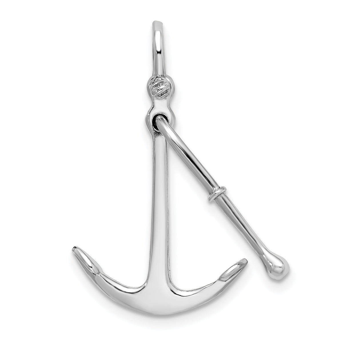 De-Ani Sterling Silver Rhodium-Plated Polished 3D 2-Piece Moveable Kedge Anchor