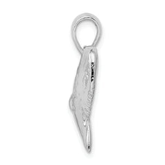 De-Ani Sterling Silver Rhodium-Plated Polished and Textured Shark Tooth Pendant