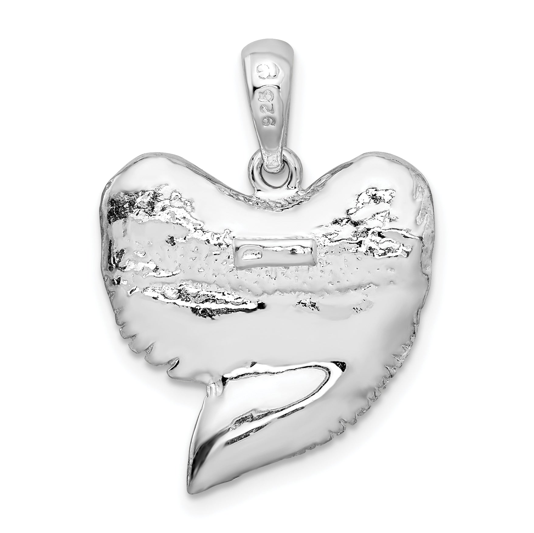 De-Ani Sterling Silver Rhodium-Plated Polished and Textured Shark Tooth Pendant