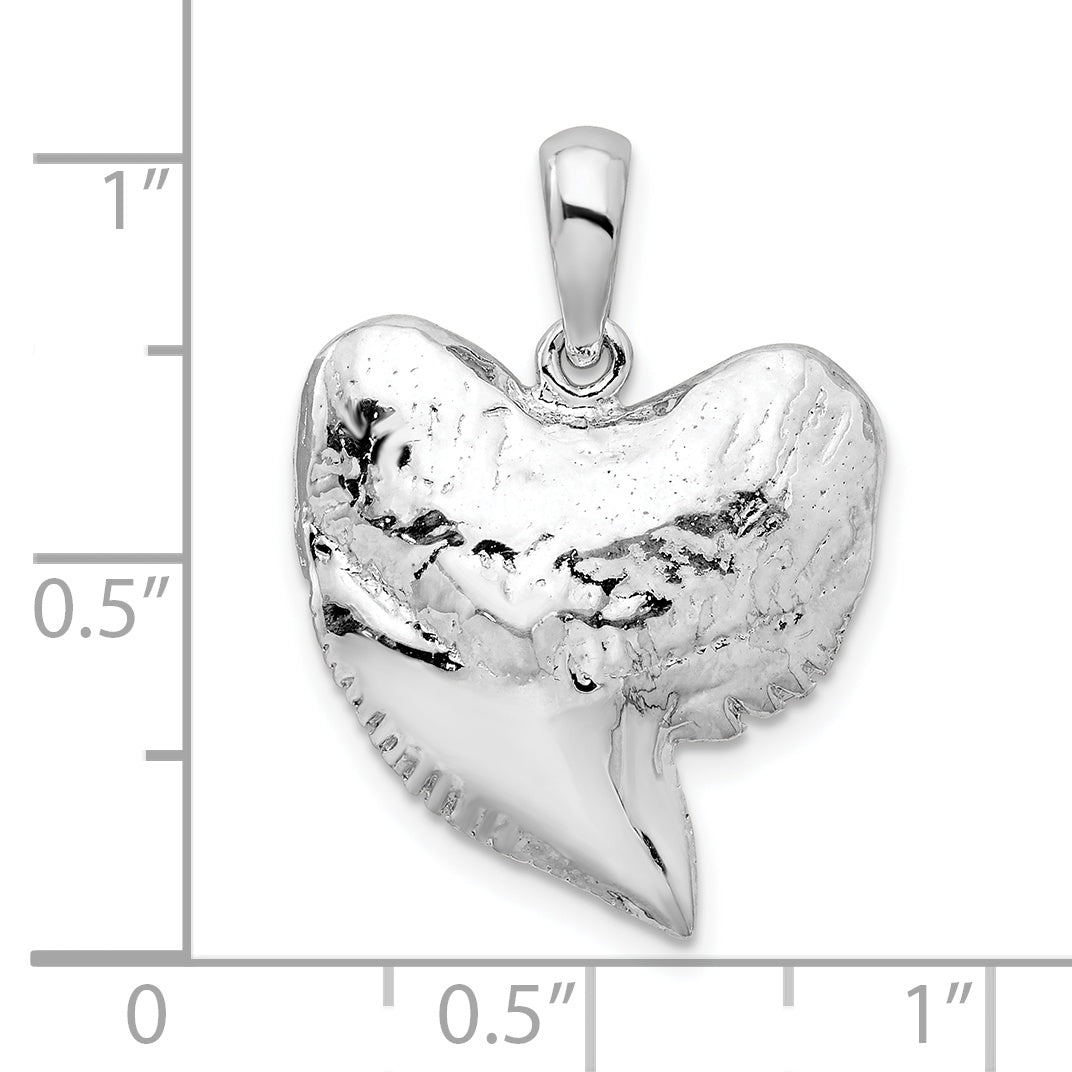 De-Ani Sterling Silver Rhodium-Plated Polished and Textured Shark Tooth Pendant