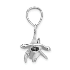 De-Ani Sterling Silver Rhodium-Plated Polished 3D Hammer Head Shark Pendant