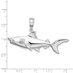 De-Ani Sterling Silver Rhodium-Plated Polished 3D Hammer Head Shark Pendant