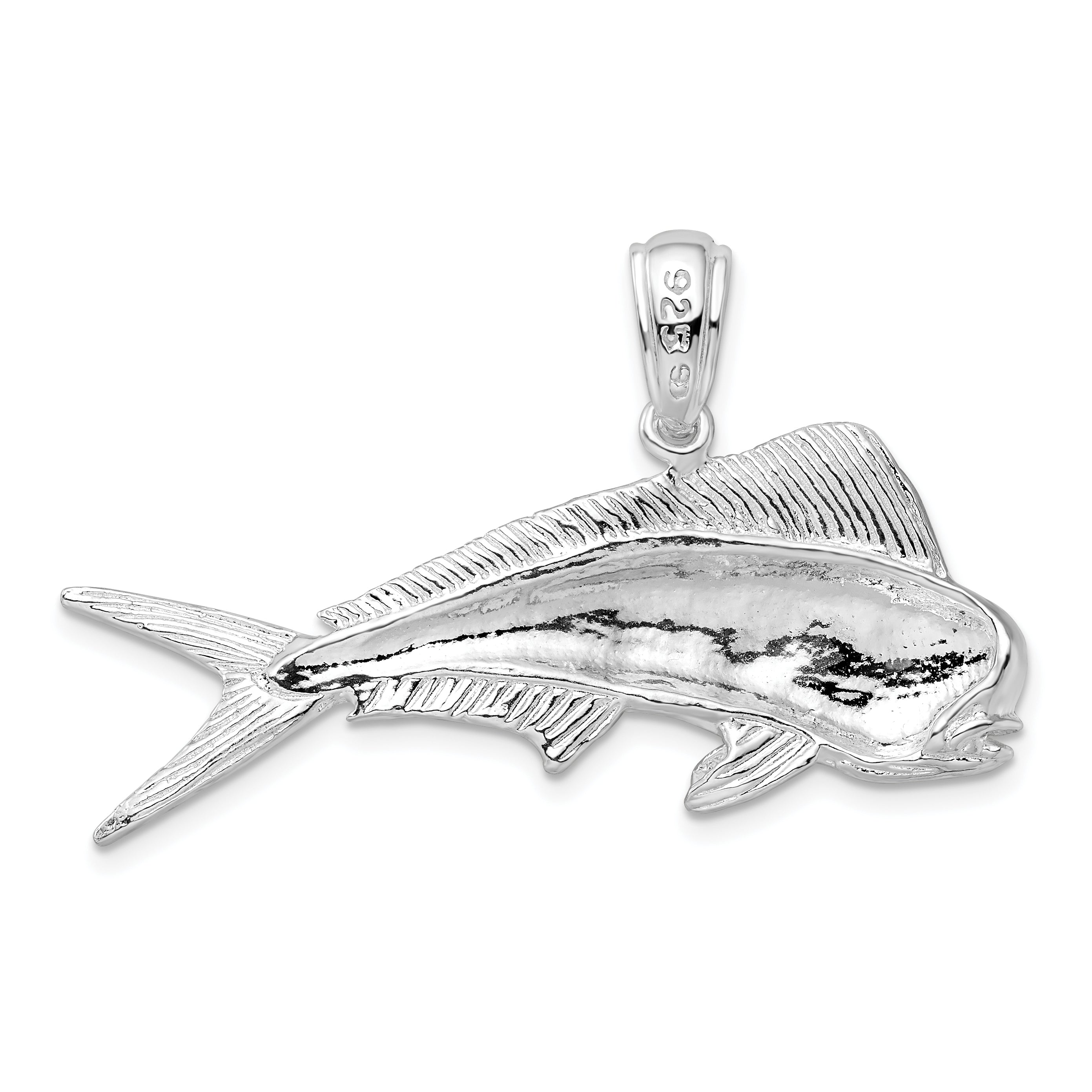 De-Ani Sterling Silver Rhodium-Plated Polished Mahi-Mahi Fish Pendant