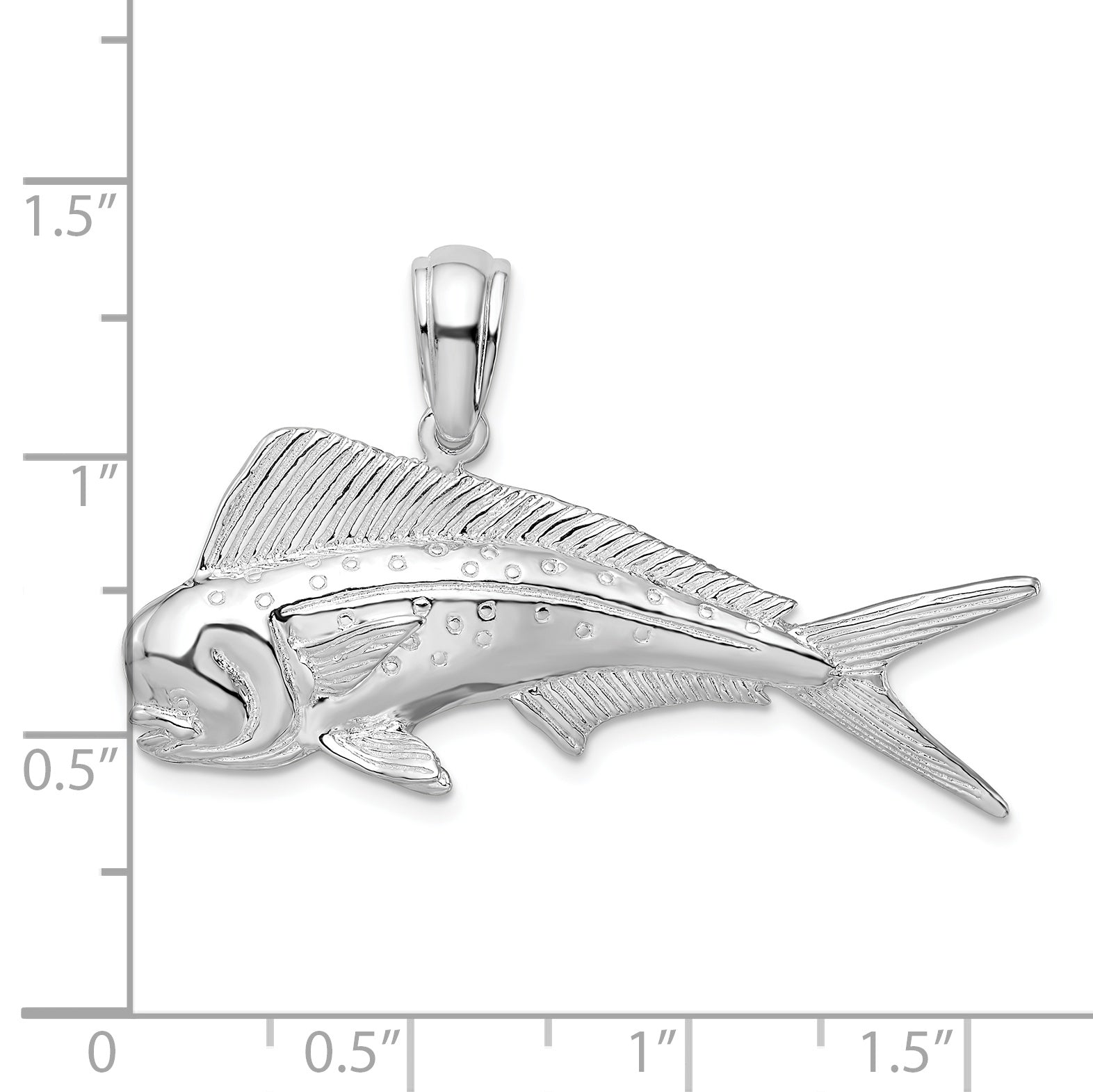 De-Ani Sterling Silver Rhodium-Plated Polished Mahi-Mahi Fish Pendant