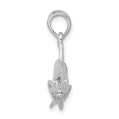 De-Ani Sterling Silver Rhodium-Plated Polished 3D Snook Fish Pendant