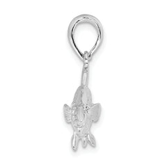 De-Ani Sterling Silver Rhodium-Plated Polished 3D Red Fish Pendant