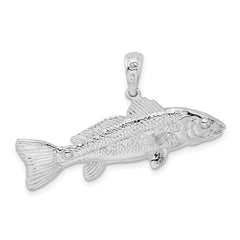 De-Ani Sterling Silver Rhodium-Plated Polished 3D Red Fish Pendant